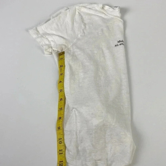 3/$15 Minimalist Casual Graphic light weight tie back white tee  short sleeve XS - Picture 8 of 10